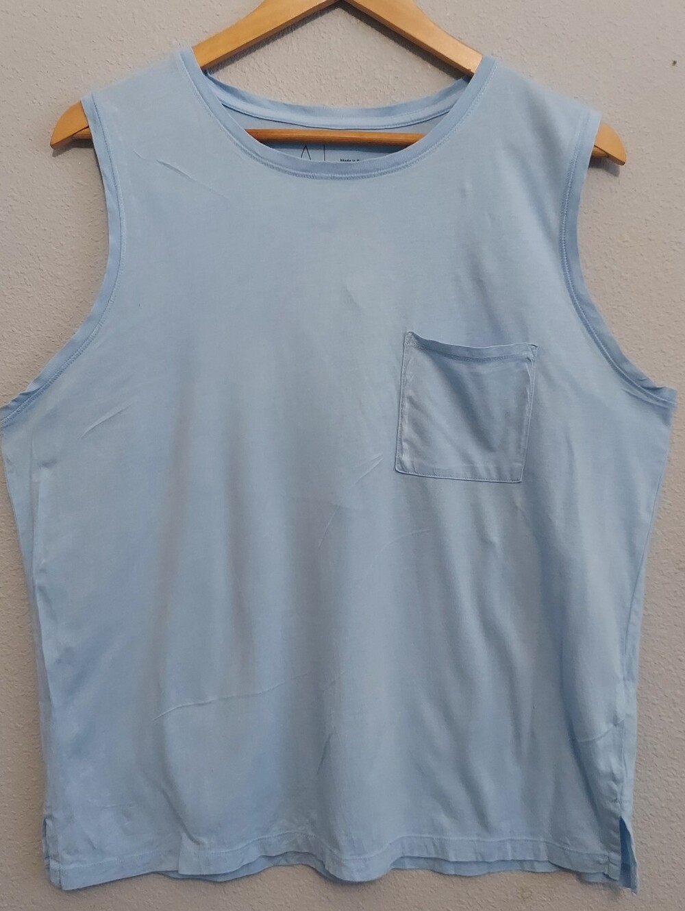 Joie Muscle Tee Sleeveless Front Pocket Tank Top Light Blue Women XL